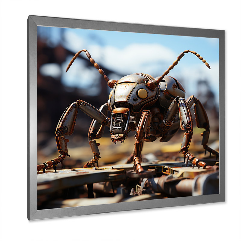 " Industrial Antics Ant ", 16" H x 16" W x 1" D, Silver Single Picture Frame
