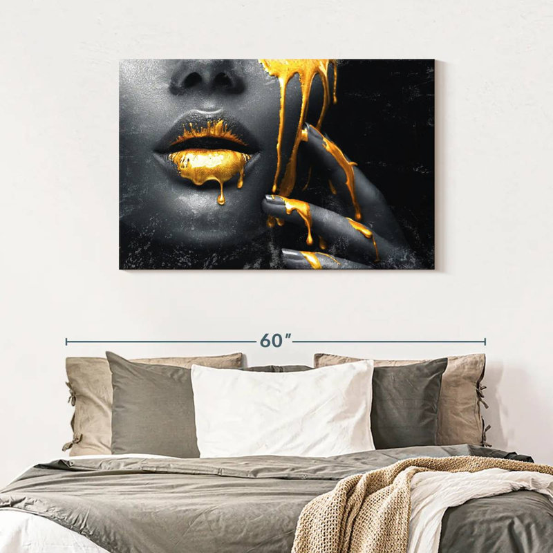 Impression sur toile Grunge Gold, H 45 po x l 30 po x P 1,25 po