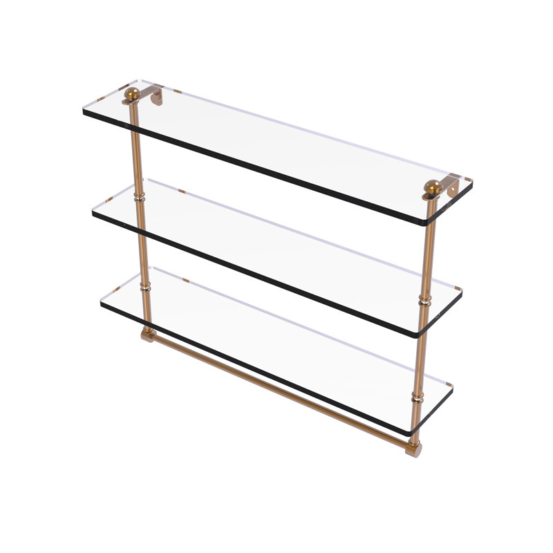 Gober 3 Piece Tiered Shelf with Towel Bar, 16", Brushed Bronze