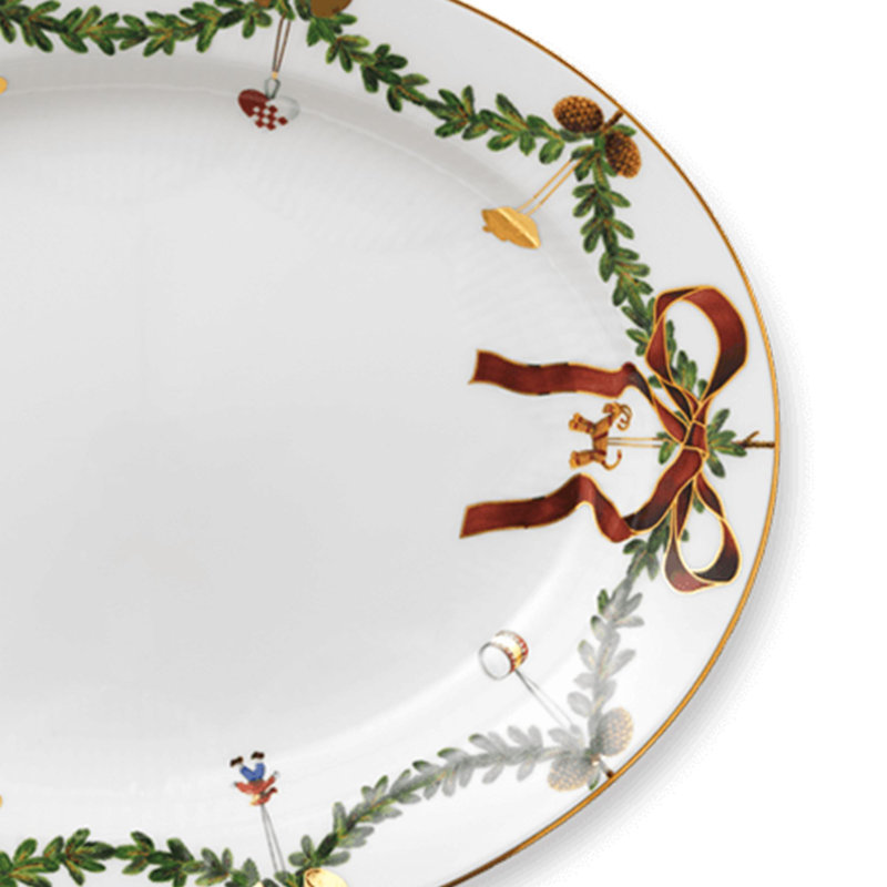 Royal Copenhagen Star Fluted Christmas Oval Platter