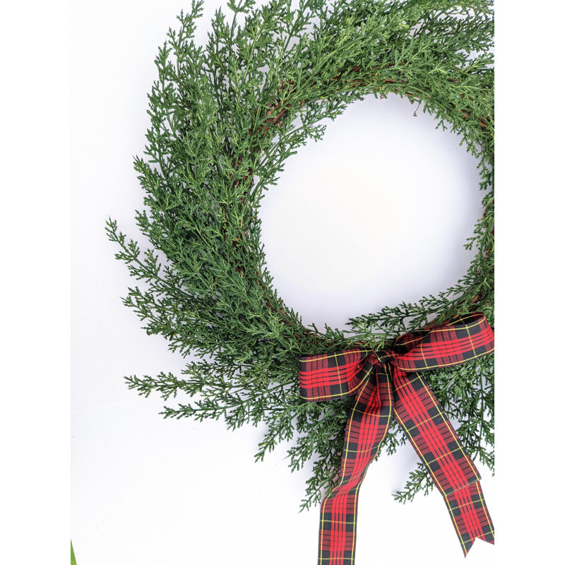 Handcrafted Faux Cedar Polyester 18'' Wreath