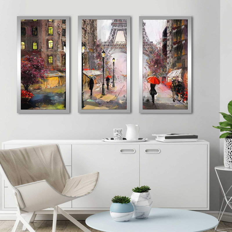 "Paris", reproduction sur acrylique 3 pièces, H 33,5 po x l 52,5 po x P 1 po