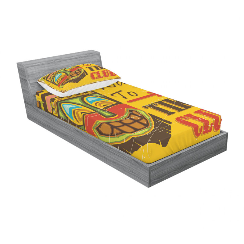 Ensemble de draps Way to Tiki Club, Ensemble de draps pour lit simple avec drap-housse