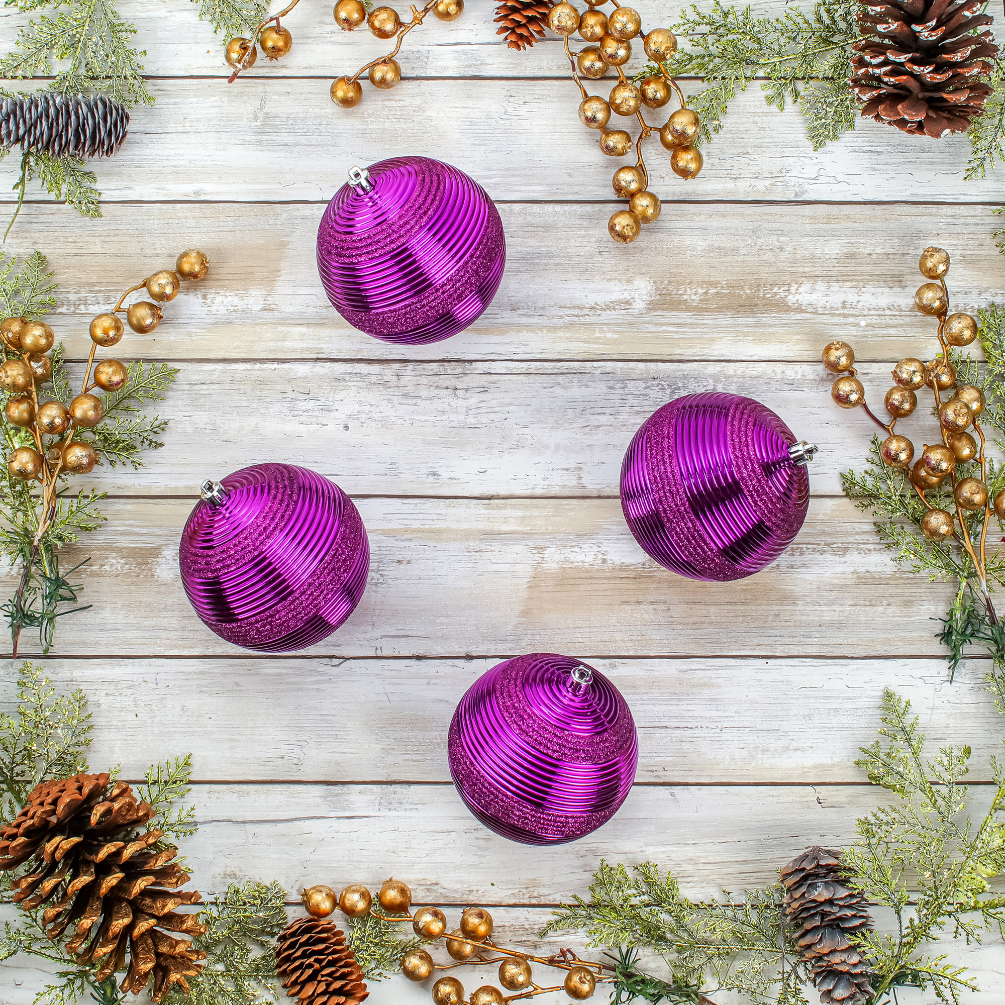 The Holiday Aisle® Shatterproof Swirling Ball Ornaments, Purple