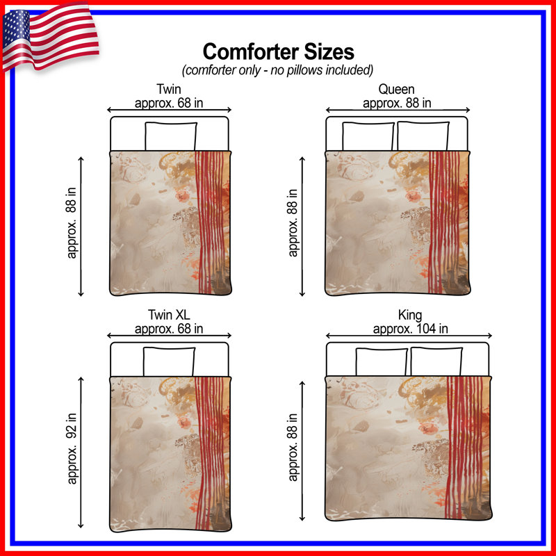 Abstract Beige Red Art Comforter, Twin
