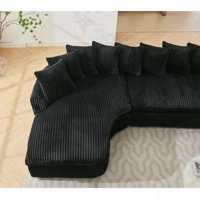 Grand canapé modulaire Boneless de 127 po, conception courbée élégante, mousse à haute résilience, dix coussins de dossier, canapé gauche en forme de L, aucun assemblage requis
