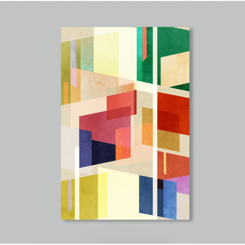 Abstract Midcentury Square Geometric - impression d'art graphique, Toile tendue, H 36 po x l 24 po x 1,5 po