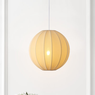 Luminaire suspendu en forme de lanterne réglable scandinave 1 lumière en métal avec abat-jour cocon côtelé 16 po Sia
