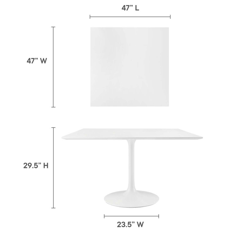 Table de salle à manger carréeLippa, H 29,5 po x l 48 po x L 48 po, Blanc