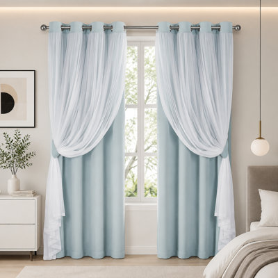 Double Layer Indoor Curtains, 2-Pack Set