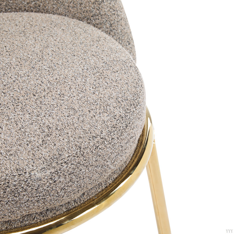 Bobi 30” Seat Height Upholstered Bar Stools With Plated Frame, Beige