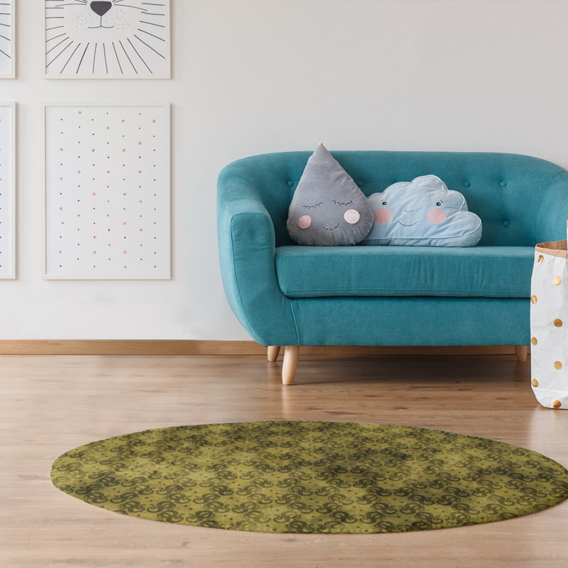 Chenille Geometric Indoor Rug, Round 5'