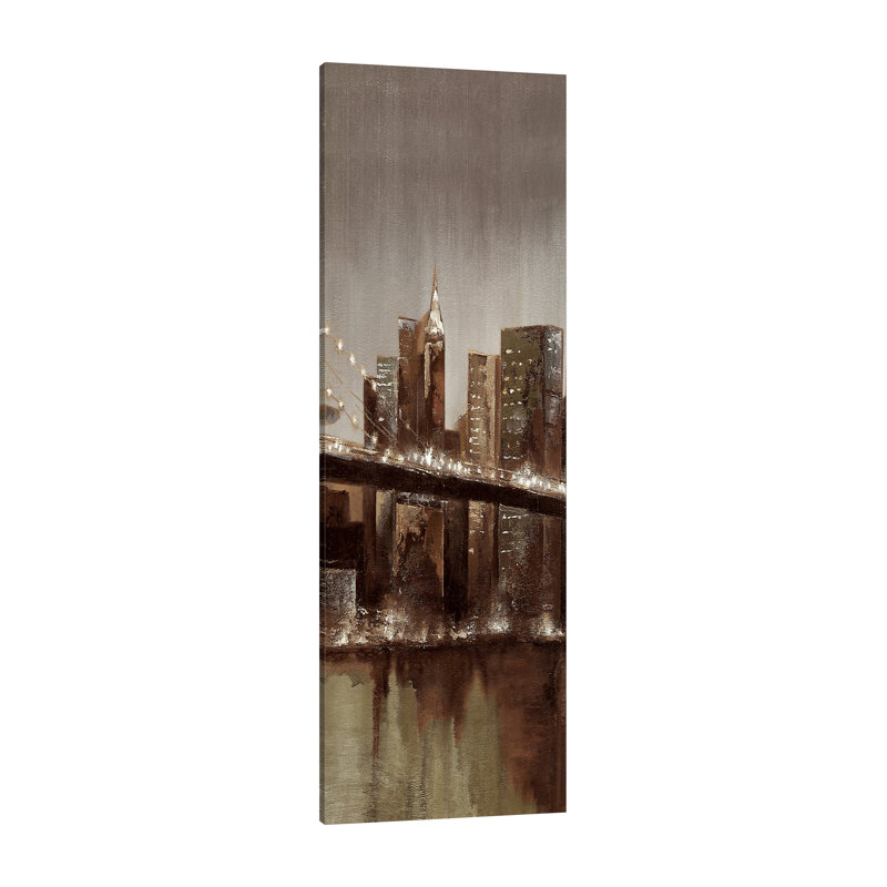 «Brooklyn Night View 2» par Sunflax - reproduction sur toile tendue, H 45 po x l 45 po x P 1,5 po