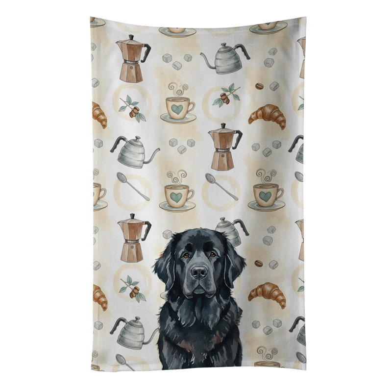 Black Newfoundland Coffee Bar Kitchen Towel, Black Newfoundland