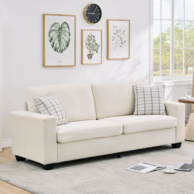 Cozy 2-3 Seater Couch with Deep Wide Seat, 83 Inch Modern Corduroy Loveseat Sofa Featuring Soft Removable Washable Cushions for Apartment