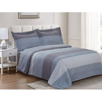 French Teal Stripe Pattern Bedding