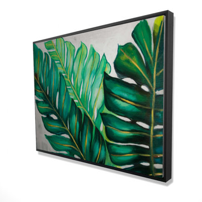 «Three Big Exotic Plant Leaves», reproduction sur toile
