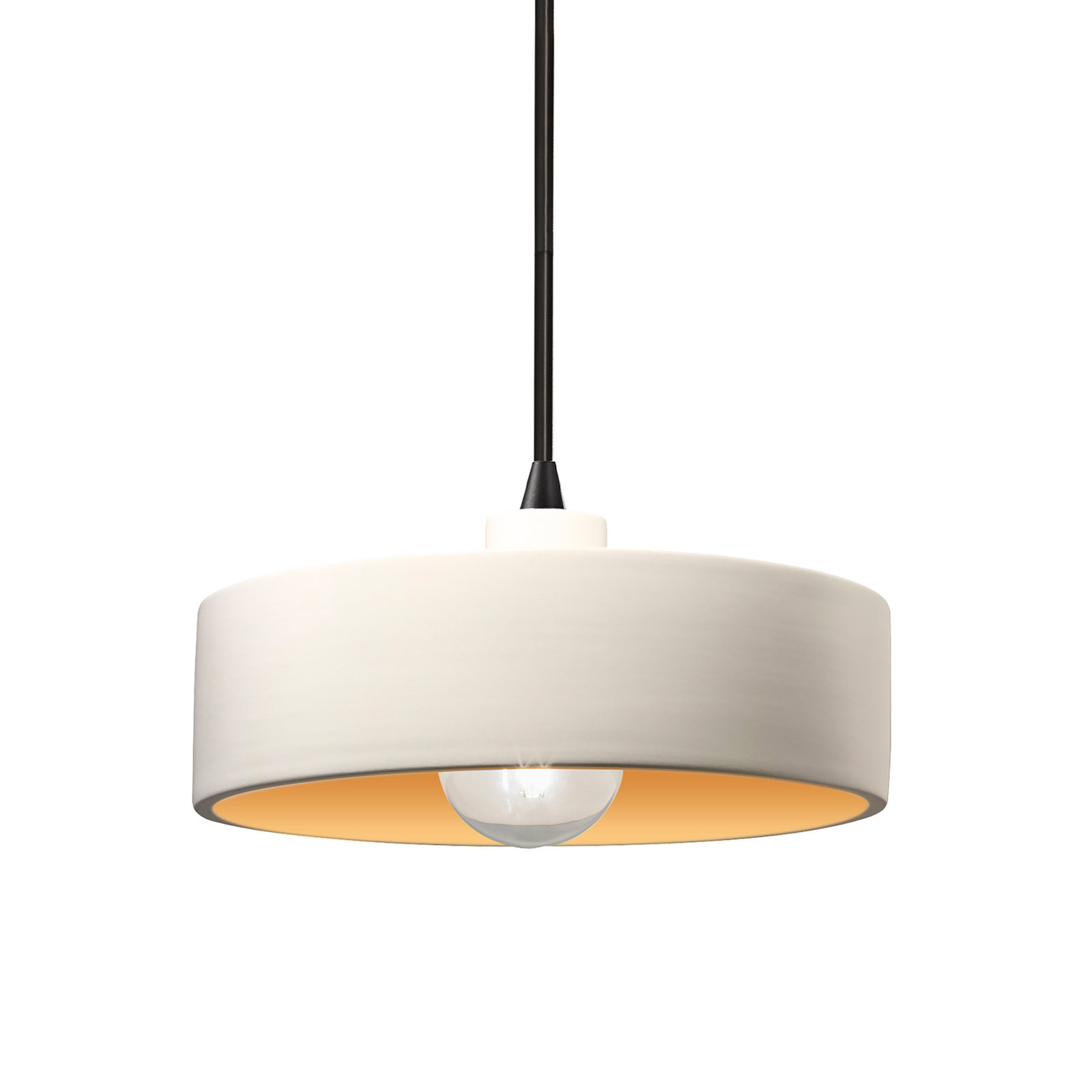 Colgate Single Light Ceramic Dimmable Pendant, Matte White/Champagne Gold, Matte Black
