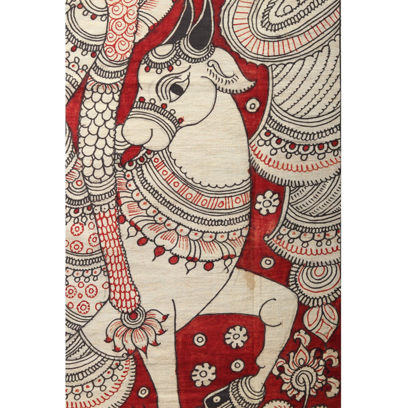 La très belle Krishna jouant de la flûte | Peinture de Kalamkari