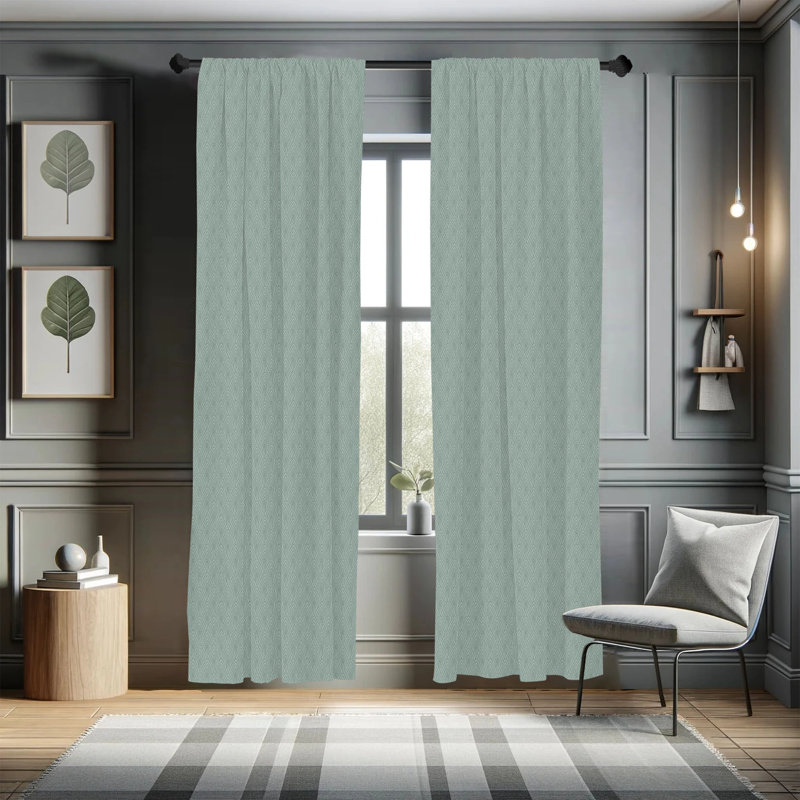 Abstract Semi-Sheer Rod Pocket Curtain Panels, 28" x 95"
