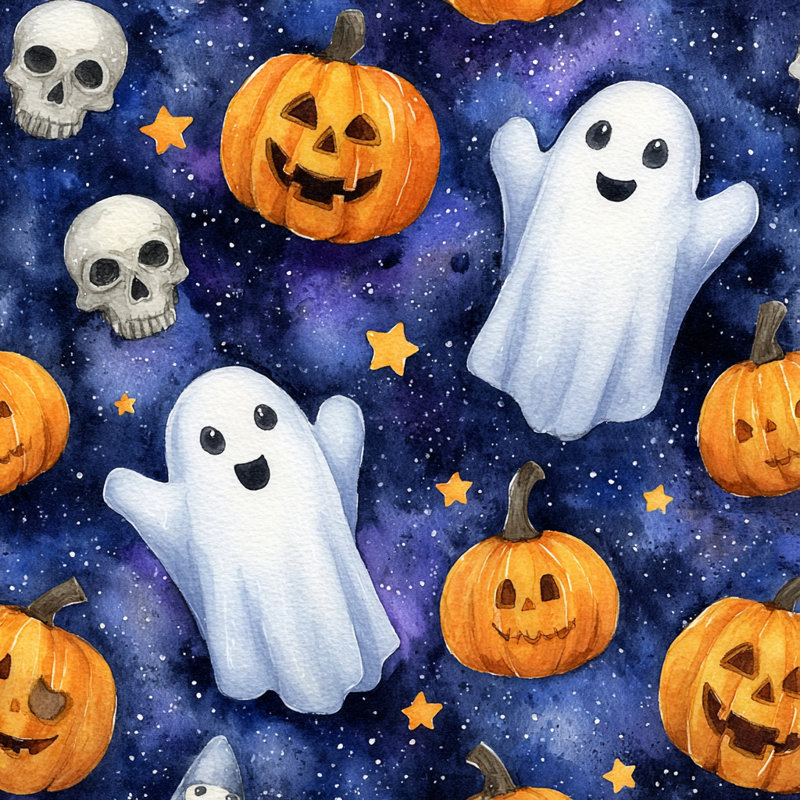 «Cheerful Ghost Parade», art mural sur toile tendue, H 40 po x l 40 po