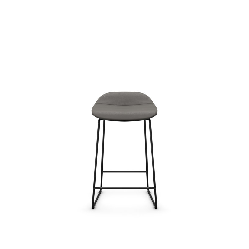 Tabouret Lilly , Noir, Vinyle cendré, Tabouret de comptoir (siège d'une hauteur de 24 p