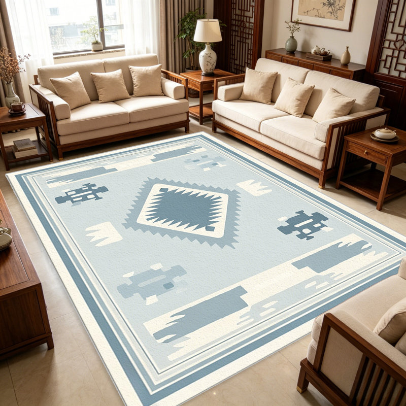 Soft Sky Blue Modern carpet-easy to clean, machine-washable, soft and comfortable; suitable for door mats, kitchens, living rooms, bedrooms, corridors, and laundry areas. Easy to clean, durable carpet for home decoration.