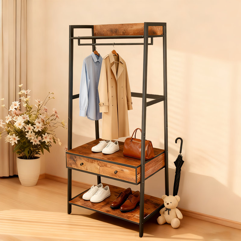 33'' Wide Hall Tree with Bench and Shoe Storage