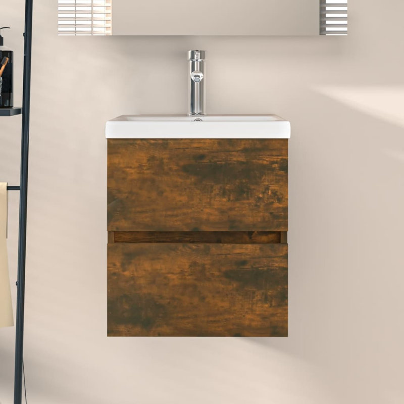 Cunigan Bathroom Cabinet, Smoked Oak