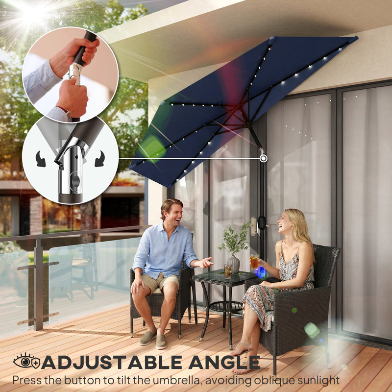 265cm Wall Mount Parasol, Dark Blue