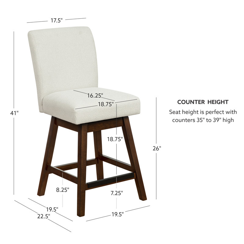 Tabouret pivotant Cyrus, Tabouret de comptoir (siège d'une hauteur de 26 p, Siège brun clair / structure brune