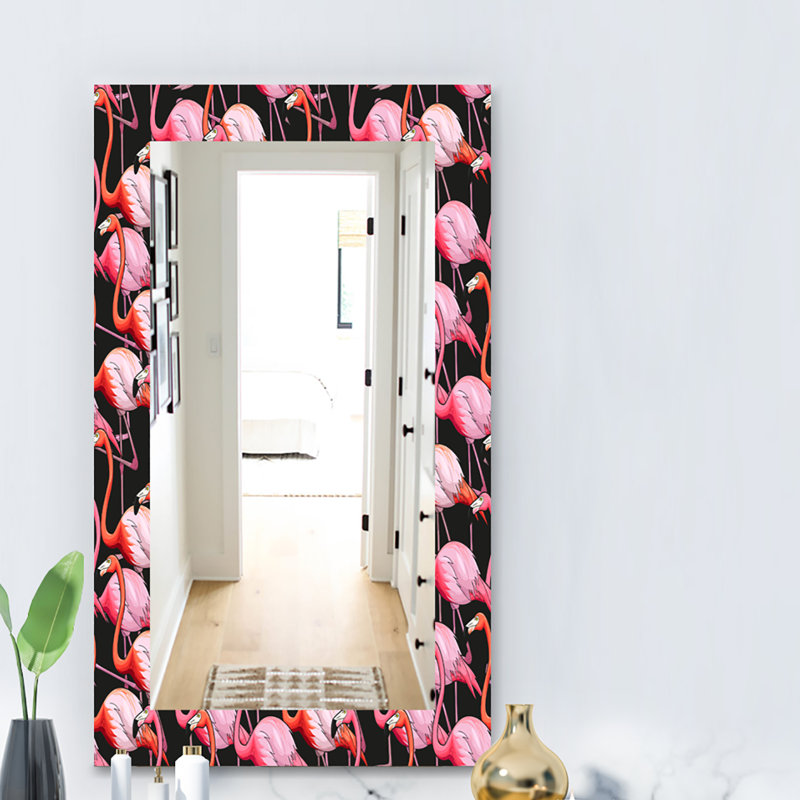 Miroir mural 3 éclectique flamant rose, H 39,4 po x l 29,5 po