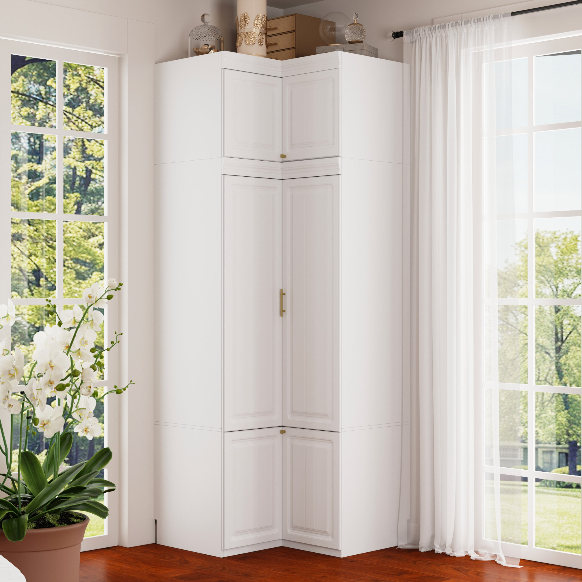 Latitude Run® L-Shaped Corner Wardrobe With Top Cabinet - Wayfair Canada