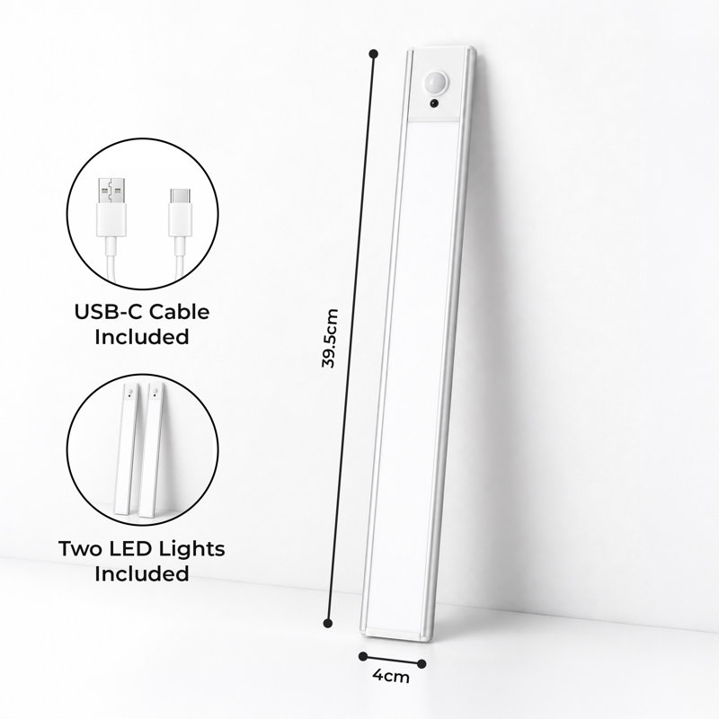 Rechargeable Motion Sensor Under Cabinet LED Light Bars, Set of 2