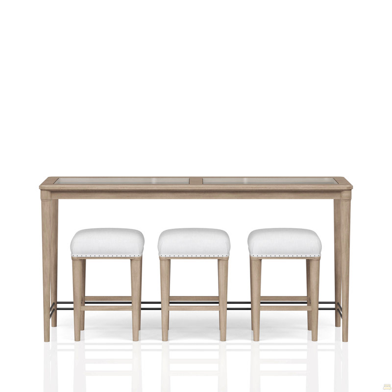 Console en verre givré avec 3 tabourets