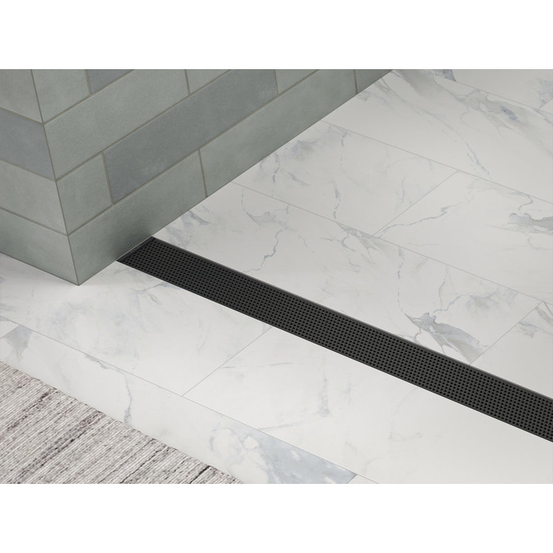Linear Grid Shower Drain, Matte Black