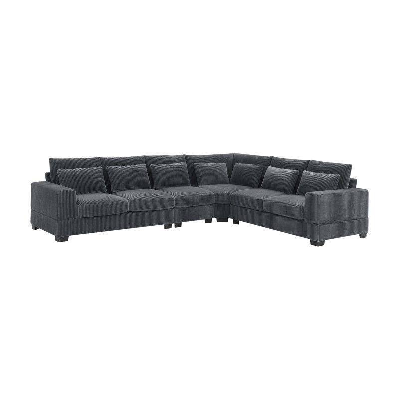 Canapé modulaire Laguna, Velours côtelé gris