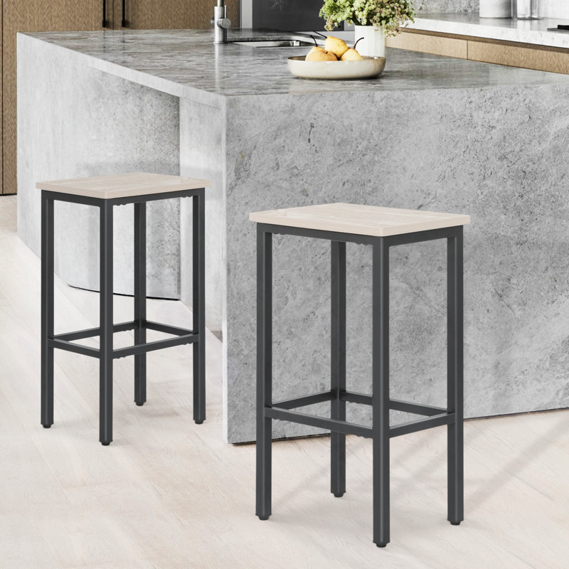 Bar Stools Barstools, Counter Height Breakfast Stools with Footrest for Kitchen Island, Dining Room, Grey/Black
