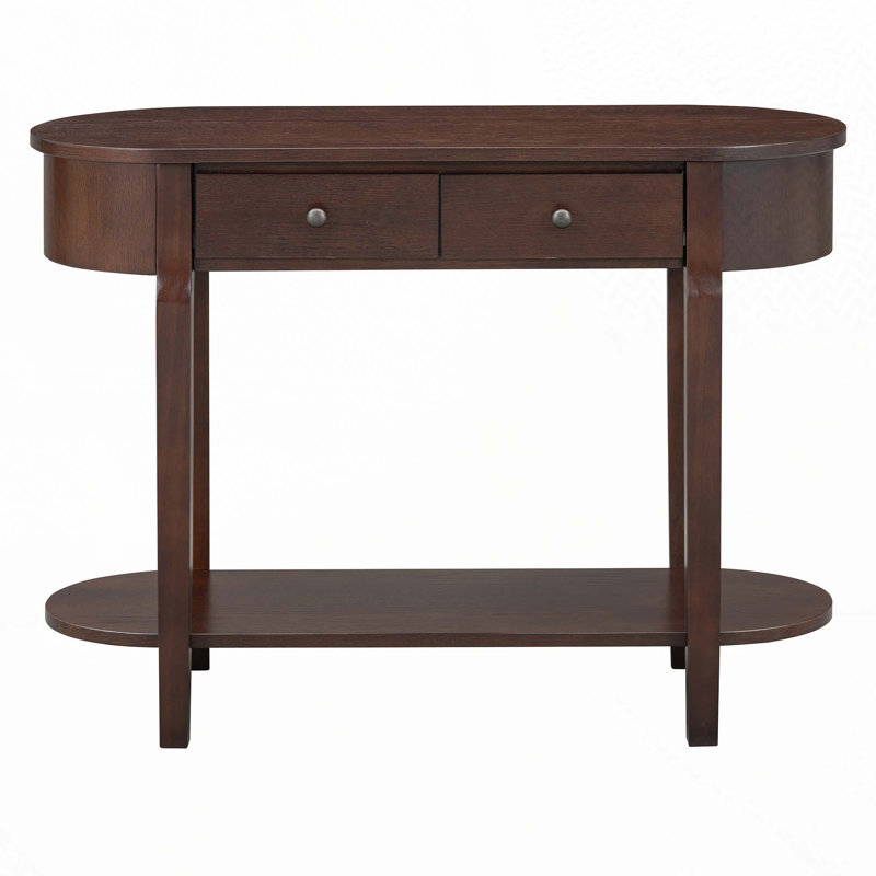 Elegant Retro Console Table with Curved Design and Smooth Glaze for Entryways, Living Rooms and hallways, Espresso