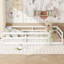 Lit blanc sur pied en pin blanc avec clôture, support stable, multifonctionnel et conception confortable en blanc, clôture pour, cadre, installation rapide-619712719-619712716
