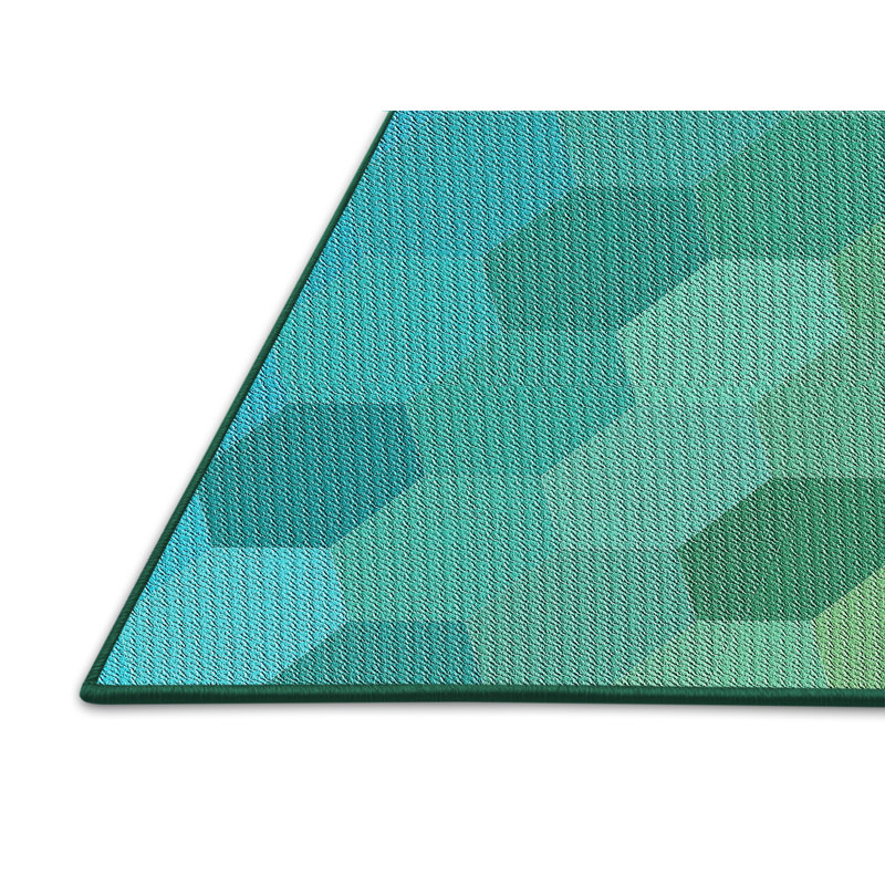Tapis vert/jaune à motifs, Rectangle 7 pi x 9 pi