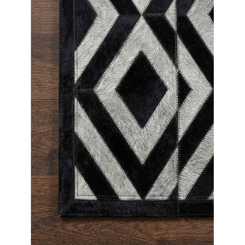 Tapis à motif de losanges concentriques noir et gris HID430A Abani, 5 pi x 8 pi