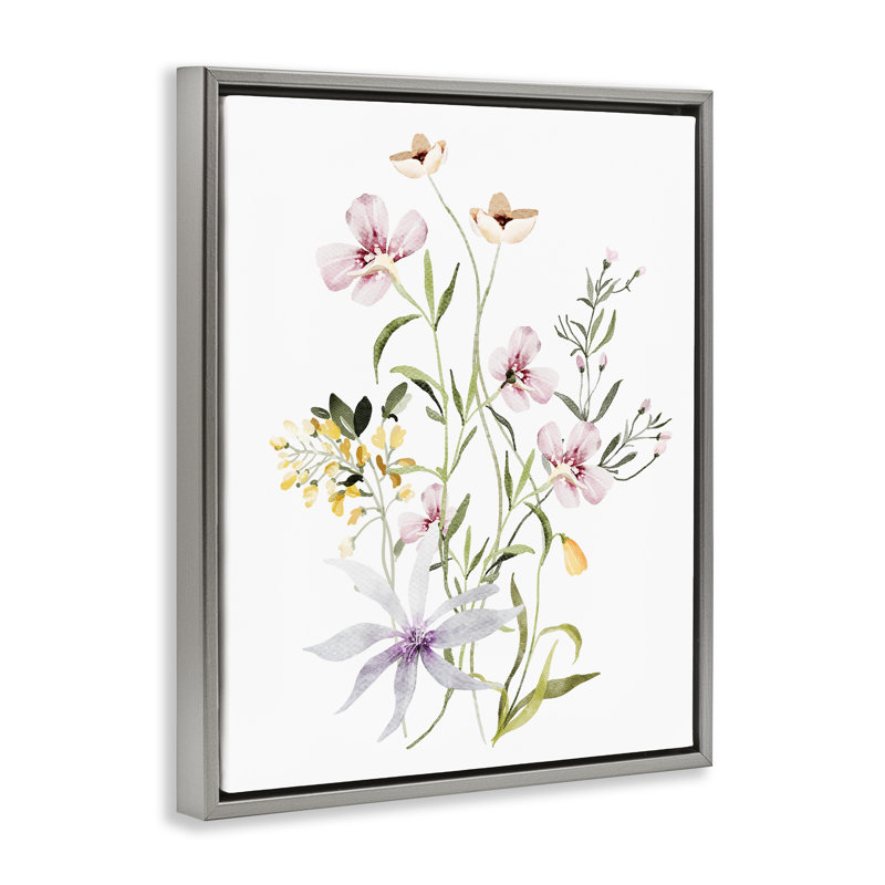 Cadre flottant à motif floral, H 21 po x l 17 po, Cadre flottant gris lustré