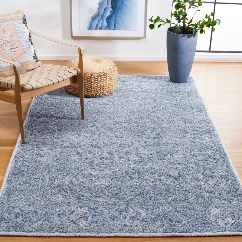 Marquee Hand Tufted Wool/Cotton Abstract Rug in Gray/Blue, Rectangle 4' x 6'