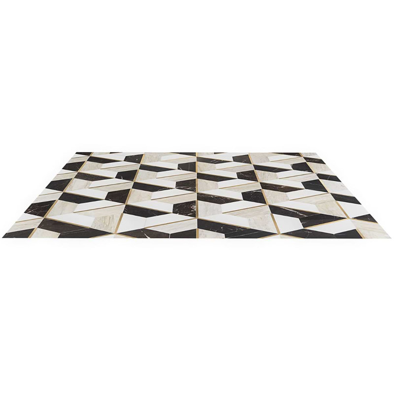Decade Polished Marble And Brass Mosaic, Saint Laurent