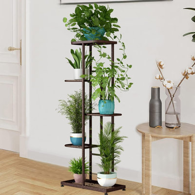 Support à plante en métal à 5 niveaux et 6 pots de fleurs multiples