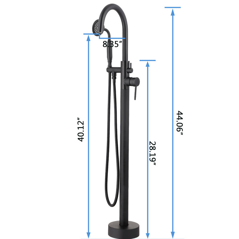 Robinet de baignoire autoportant avec finition noire matte - Grande flexibilité avec douchette à main de 59 po pour le bain dans des options polyvalentes à main