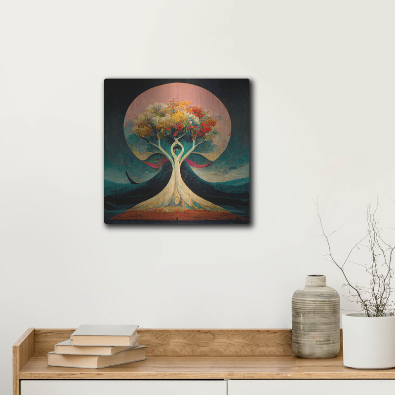 Arbre de vie 22 sur métal par Ray Heere, H 12 po x l 12 po