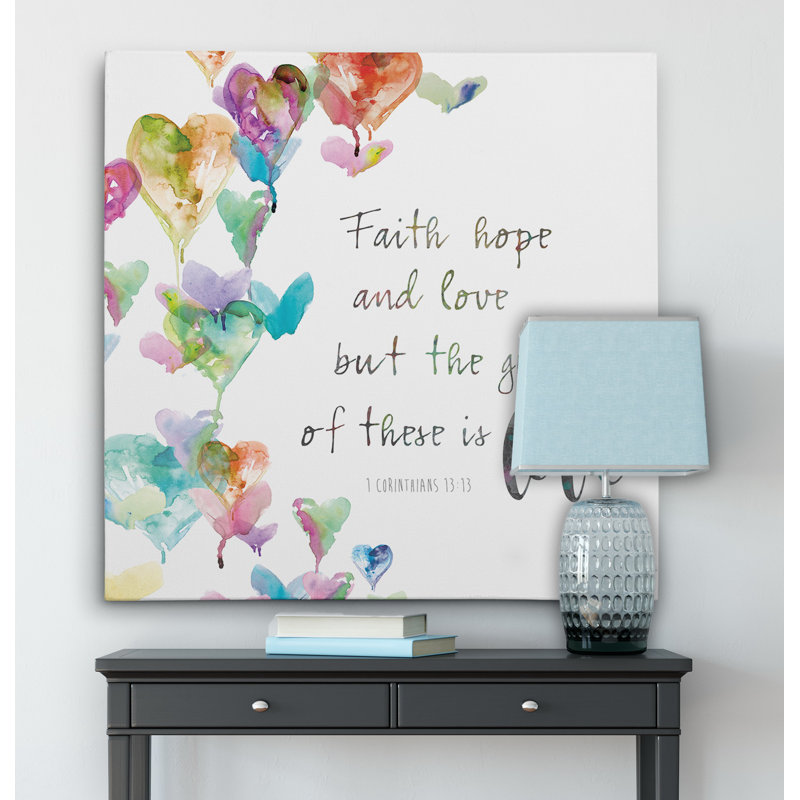 Faith, Hope and Love - impression d'art textuel, Toile tendue, H 24 po x l 24 po x P 1,5 po