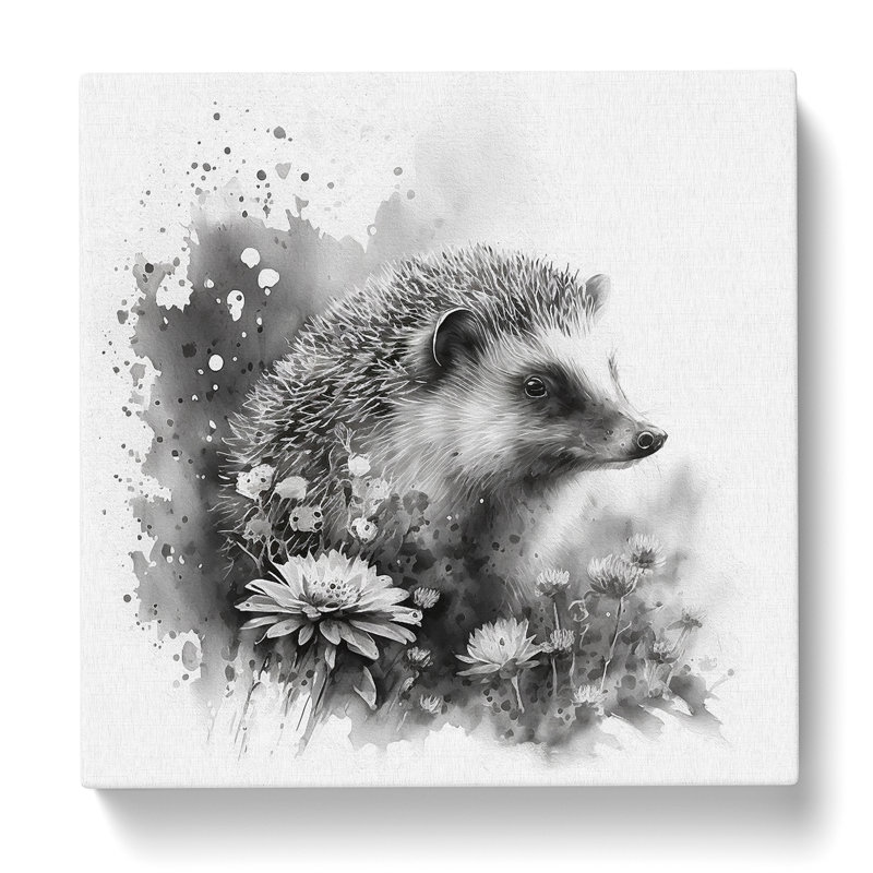 Hedgehog Ink Wash - Wrapped Canvas